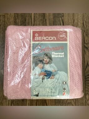 Vintage Beacon Pink Cottonaire Thermal Blanket Twin 100% cotton